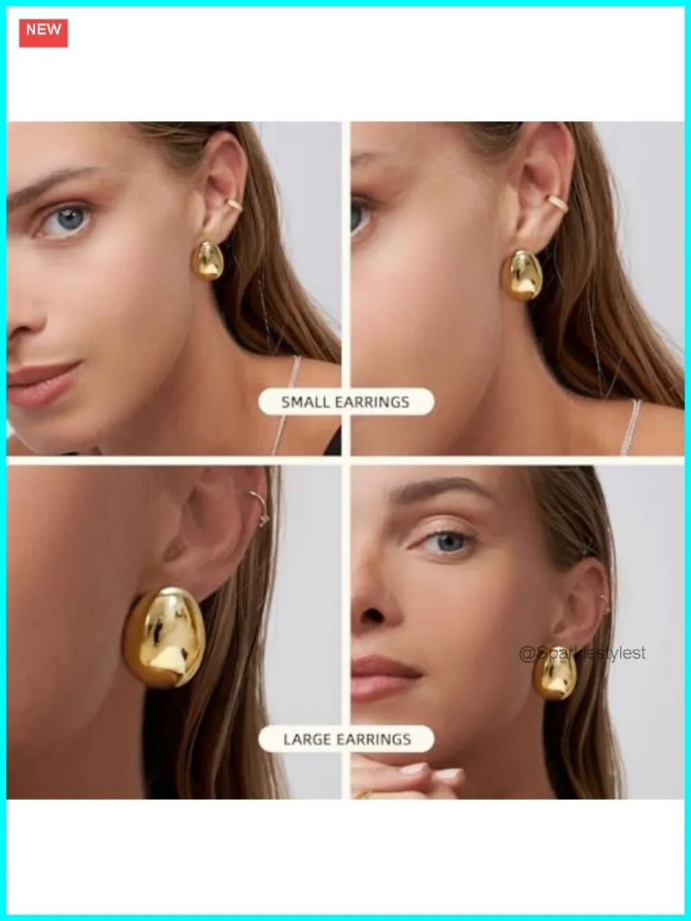 14K Gold Plated Chunky Hoop Earrings Set for Women, 2 Pairs